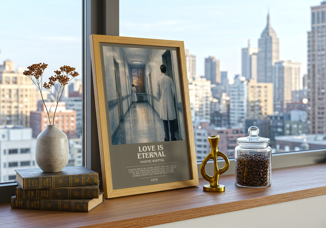 Love is Eternal bookish print framed by window – literary home decor