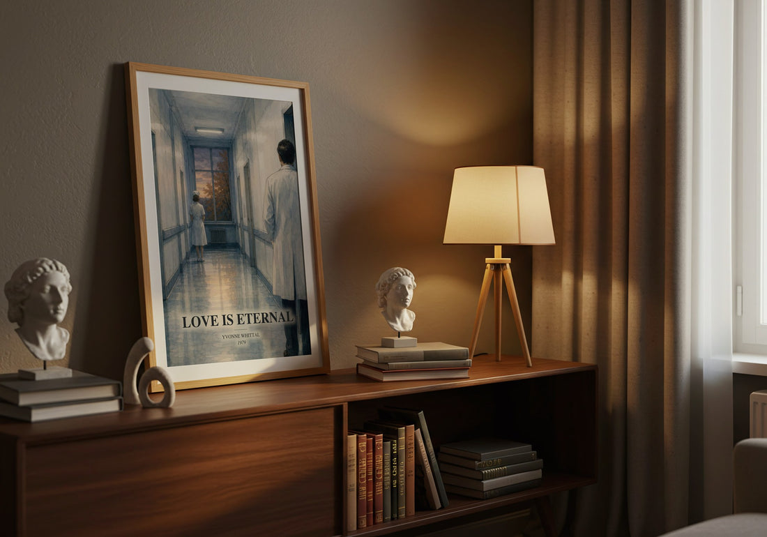 Love is Eternal watercolour print on bookshelf – Yvonne Whittal fan gift