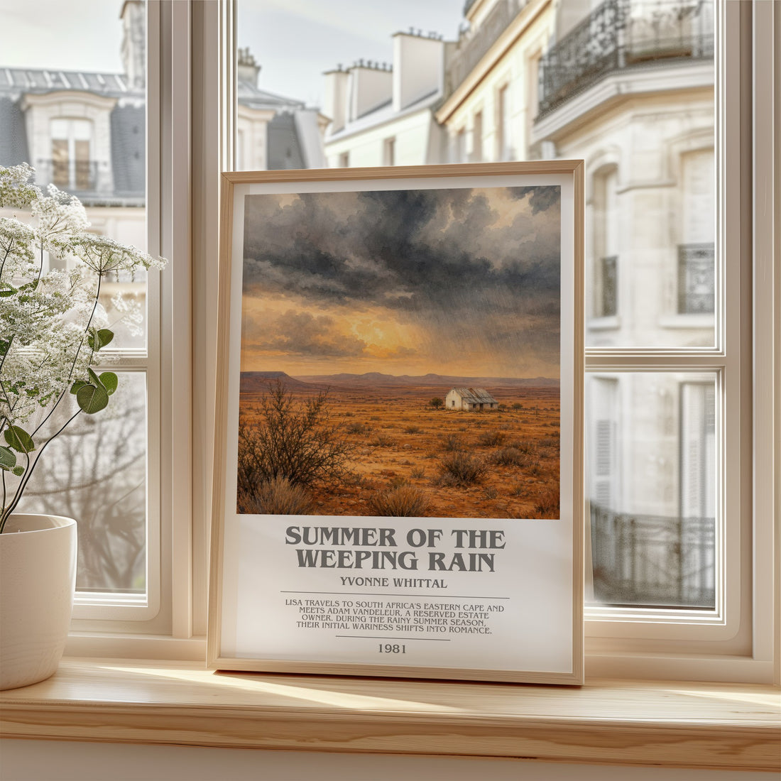 Summer of the Weeping Rain bookish poster colour and style options – Yvonne Whittal book art