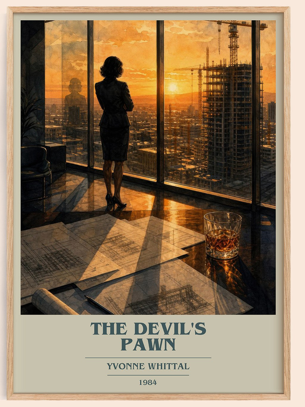 The Devil's Pawn book cover book poster by Yvonne Whittal – framed literary art print