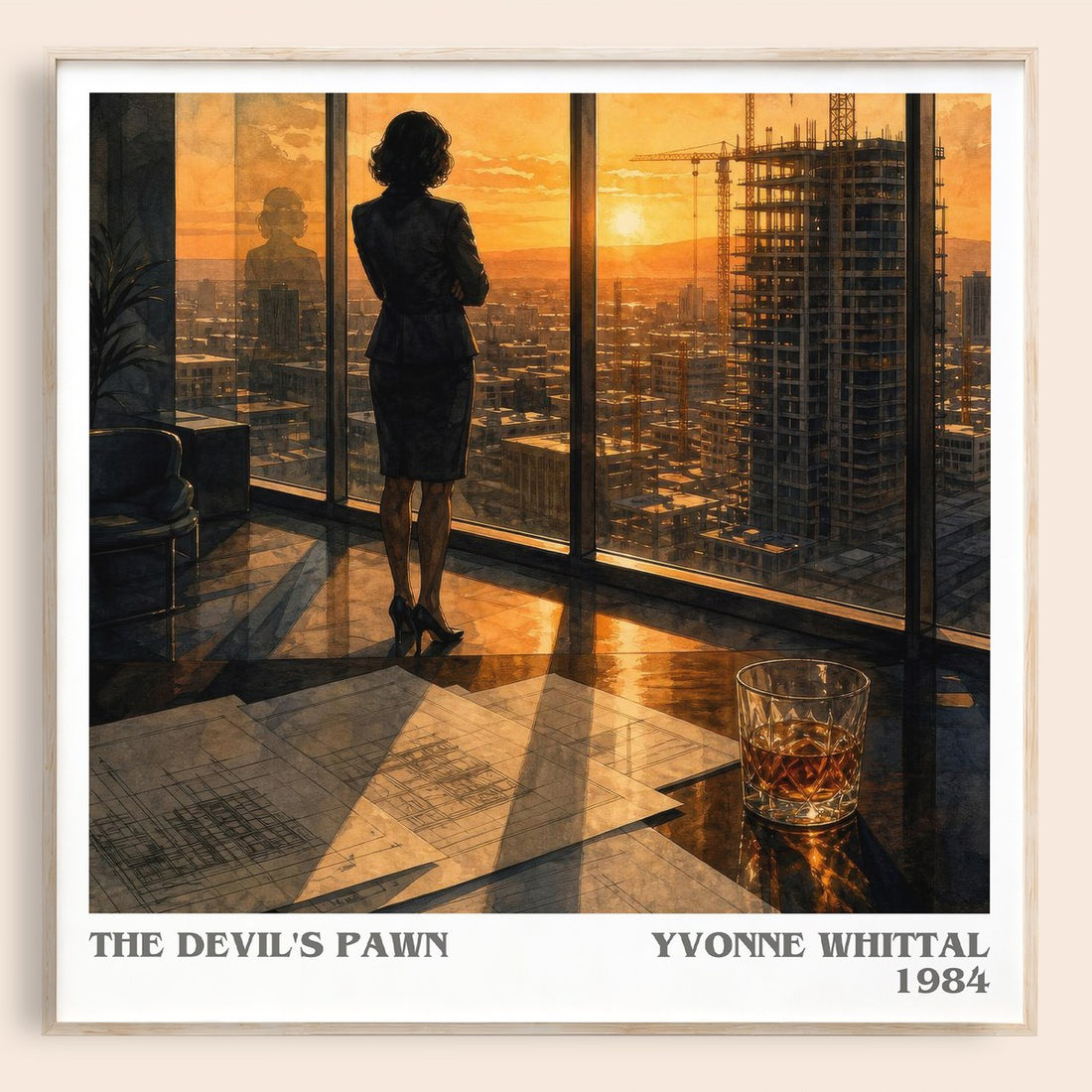 The Devil's Pawn literary book poster by Yvonne Whittal – framed literary art print