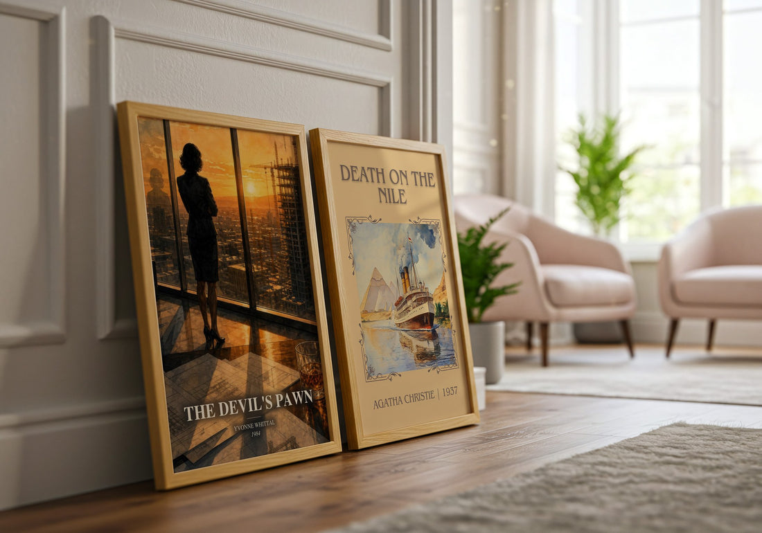 The Devil's Pawn watercolour print framed by window – literary home decor