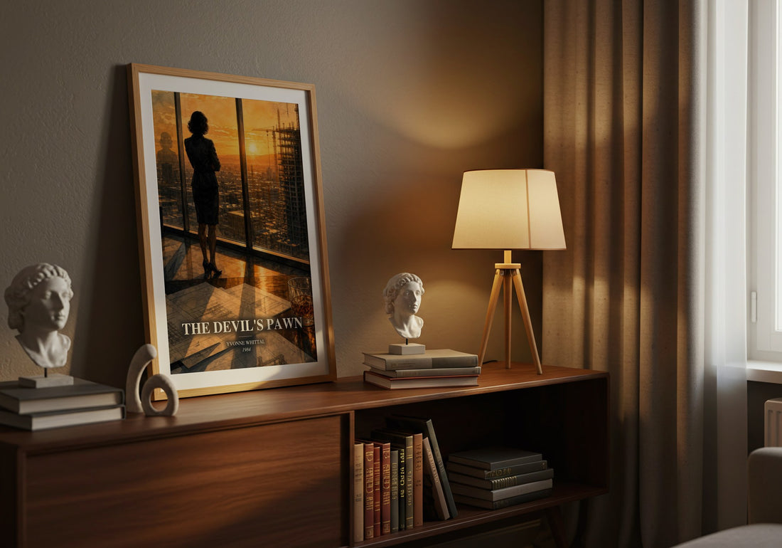 The Devil's Pawn watercolour print on bookshelf – Yvonne Whittal fan gift