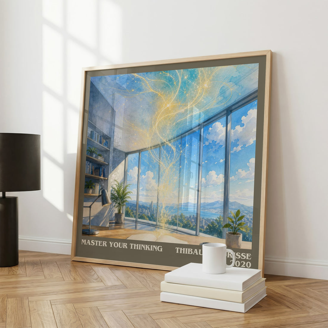 Master Your Thinking literary print framed by window – literary home decor