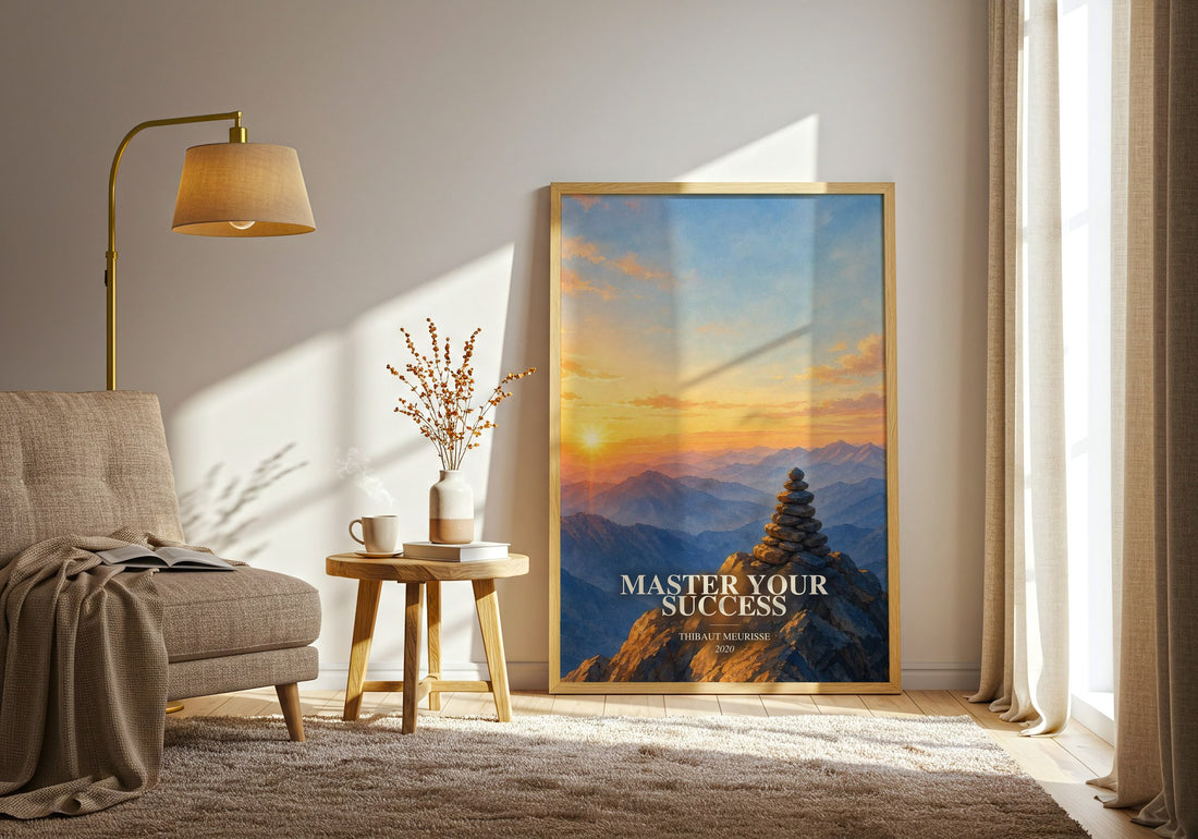 Master Your Success watercolour print in frame leaning in hallway – non fiction wall art