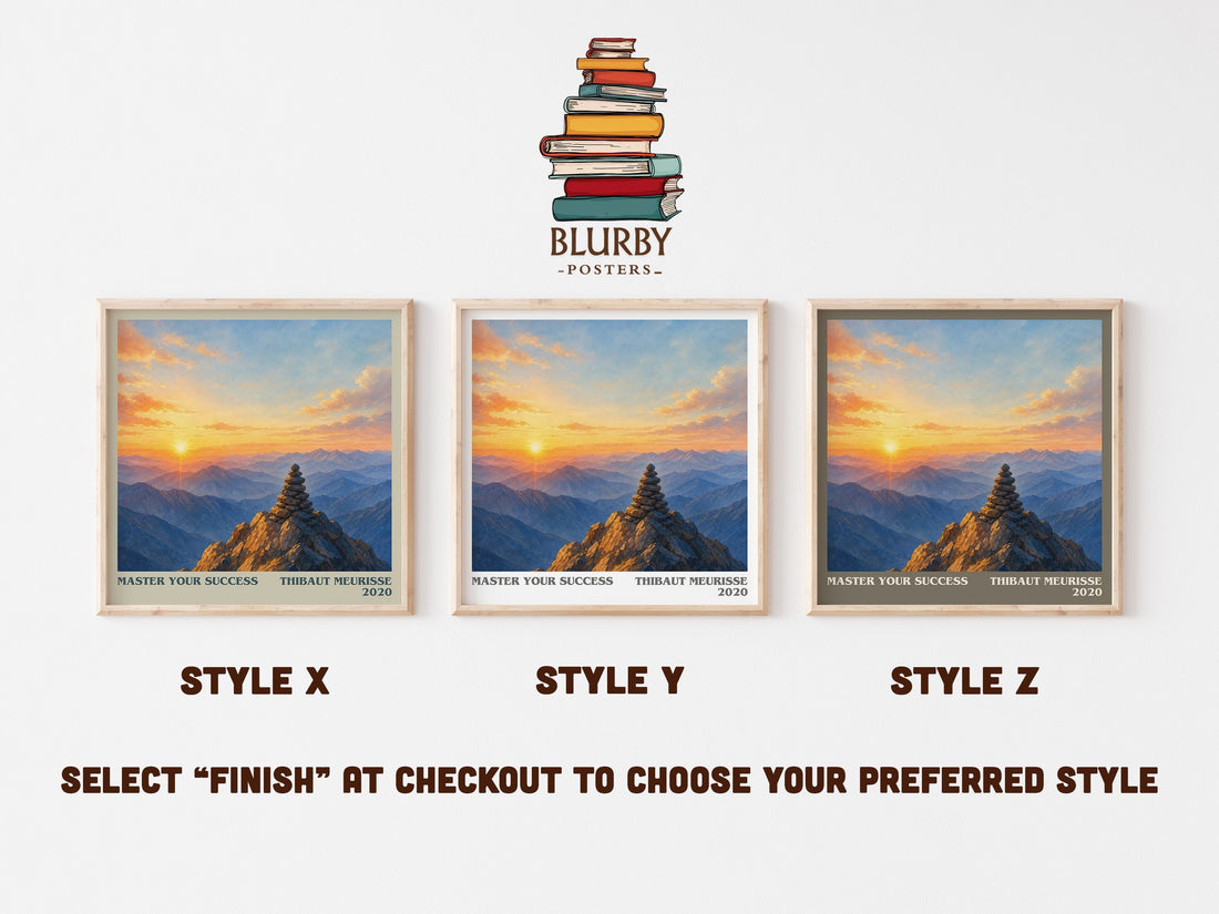 Master Your Success literary print in frame leaning in hallway – non fiction wall art (mockup)