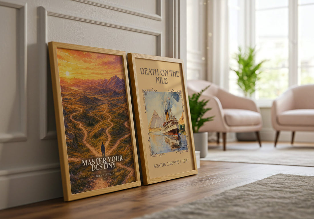 Master Your Destiny watercolour print framed by window – literary home decor