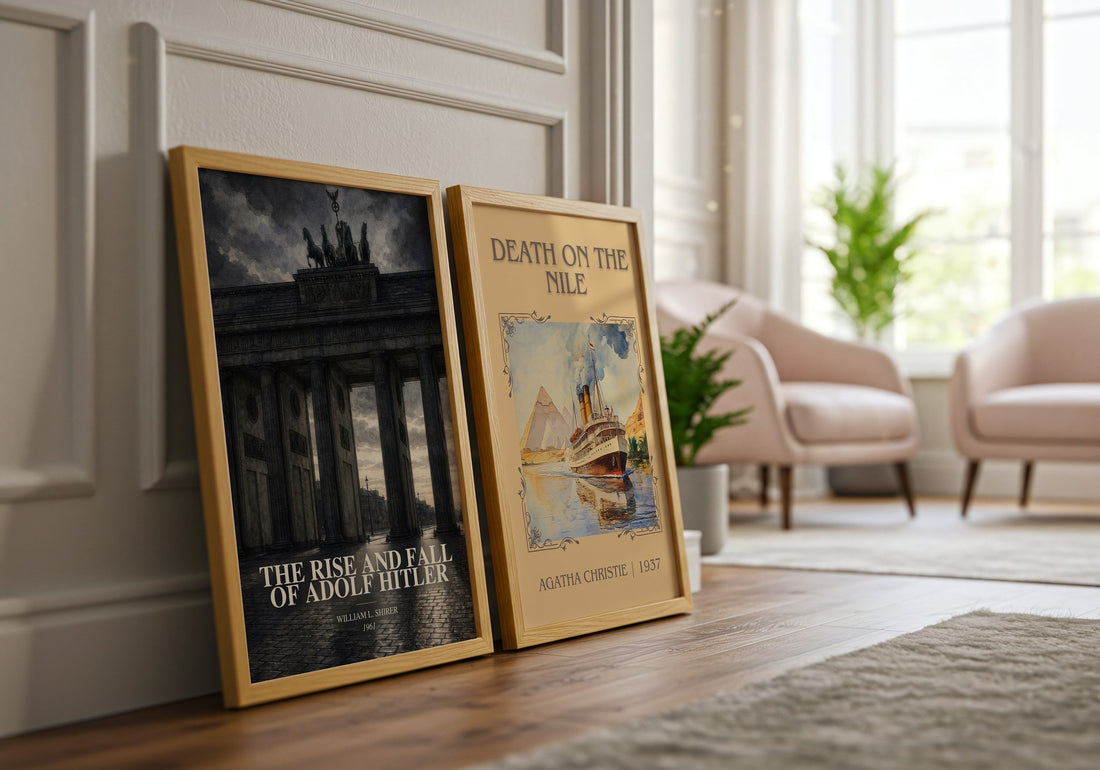The rise and fall of Adolf Hitler watercolour print framed by window – literary home decor