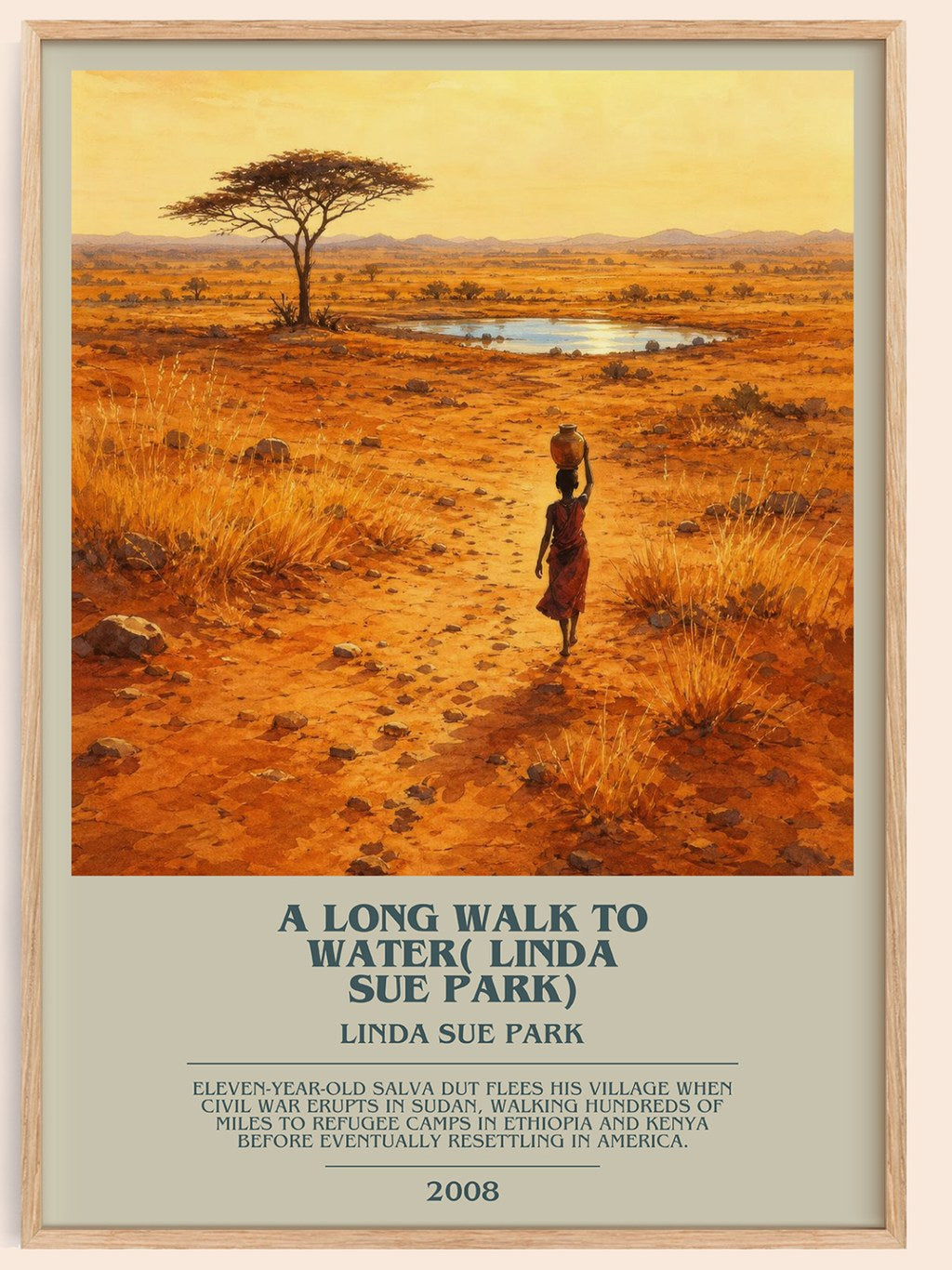 A Long Walk to Water( Linda Sue Park) bookish book poster by Linda Sue Park – framed literary art print