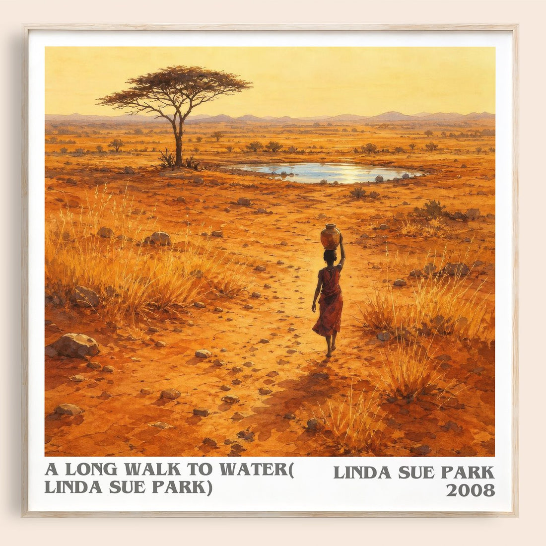 A Long Walk to Water( Linda Sue Park) literary book poster by Linda Sue Park – framed literary art print