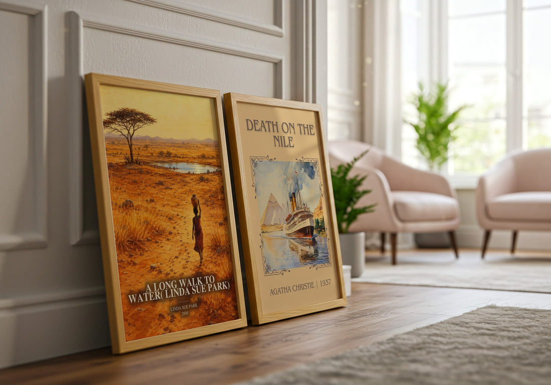A Long Walk to Water( Linda Sue Park) watercolour print framed by window – literary home decor