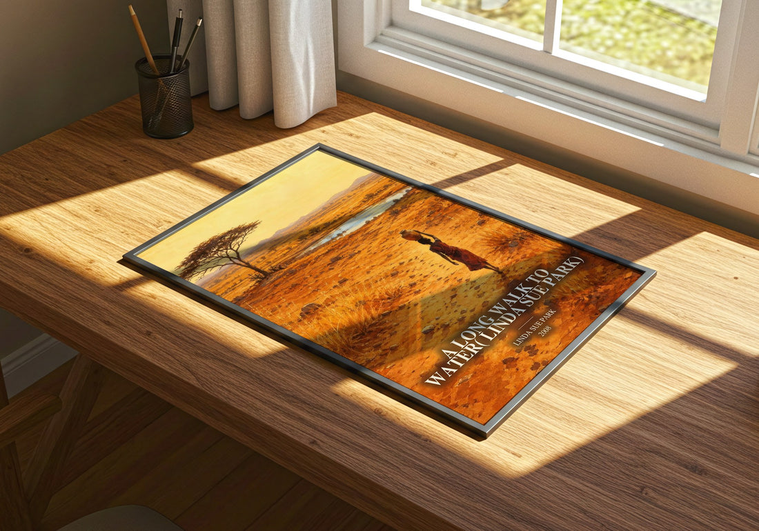 A Long Walk to Water( Linda Sue Park) watercolour book poster framed on wall – young adult wall art