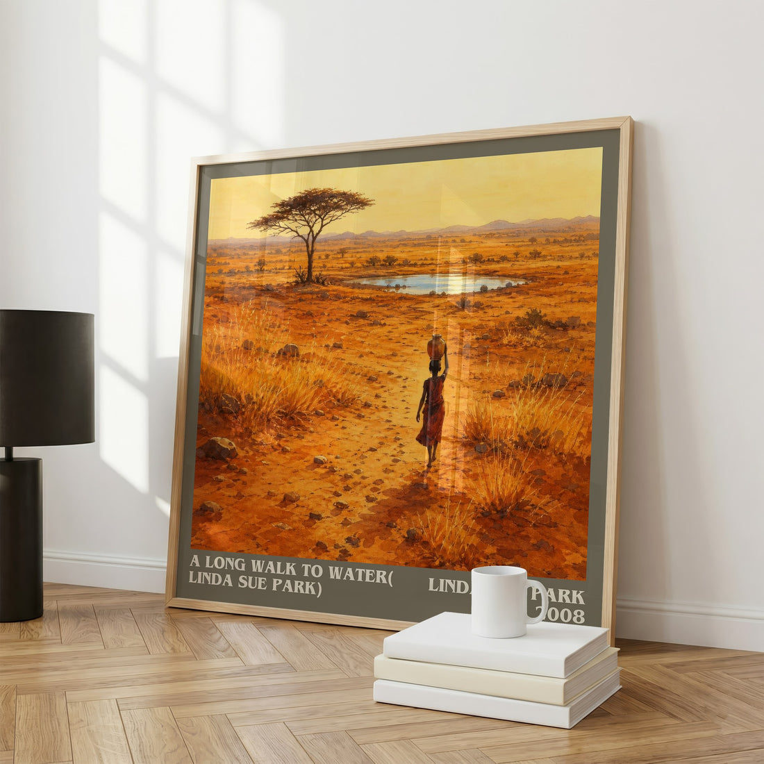 A Long Walk to Water( Linda Sue Park) literary print framed by window – literary home decor
