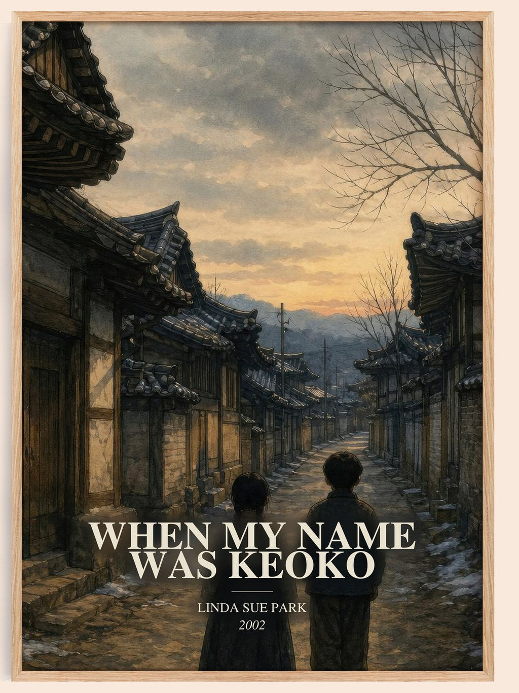 When my name was Keoko watercolour book poster by Linda Sue Park – framed literary art print