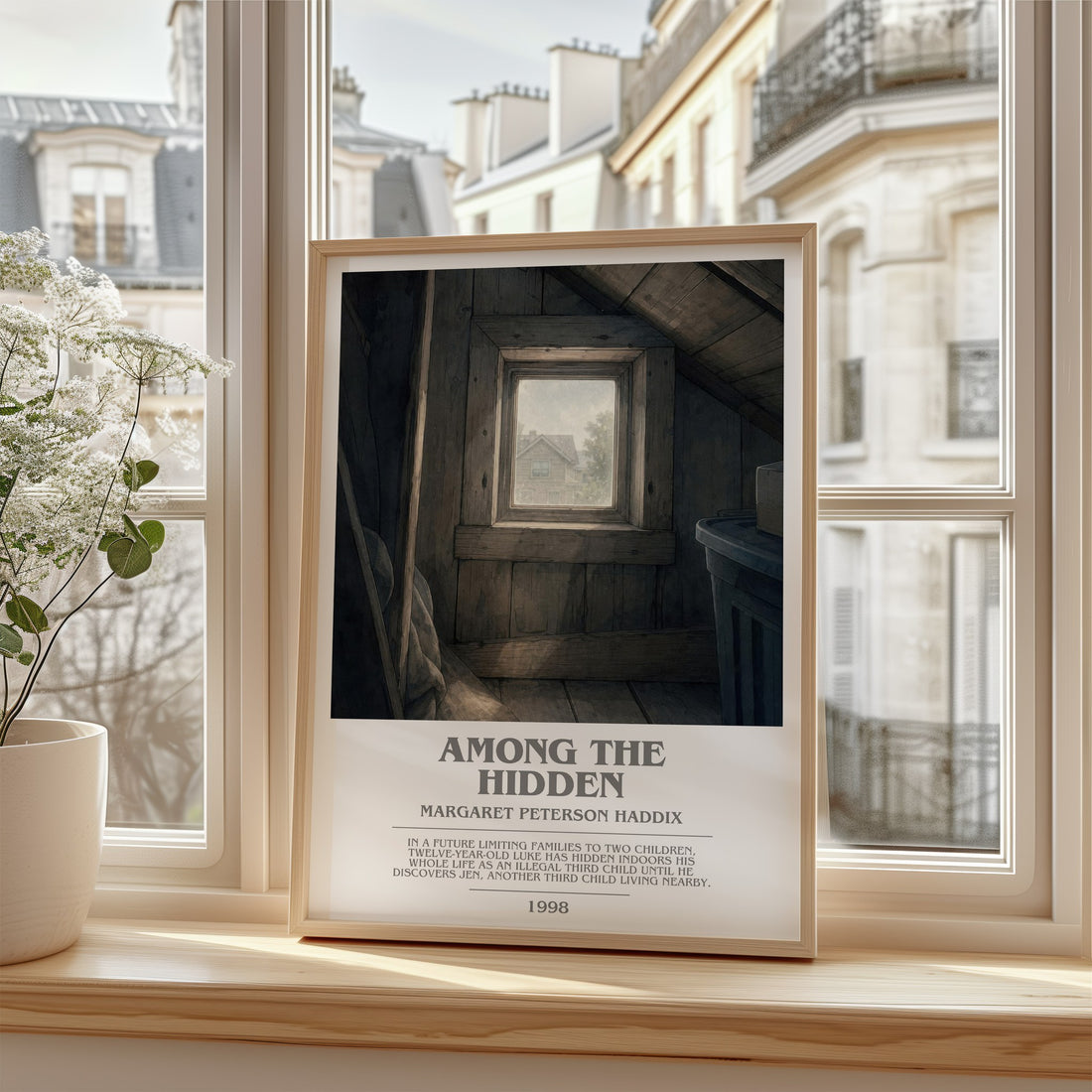 Among the Hidden bookish poster colour and style options – Margaret Peterson Haddix book art