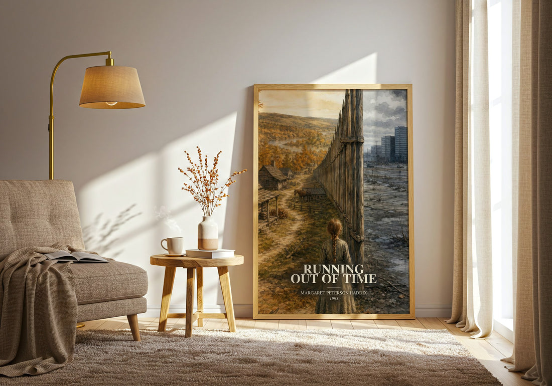 Running Out of Time watercolour print in frame leaning in hallway – young adult wall art