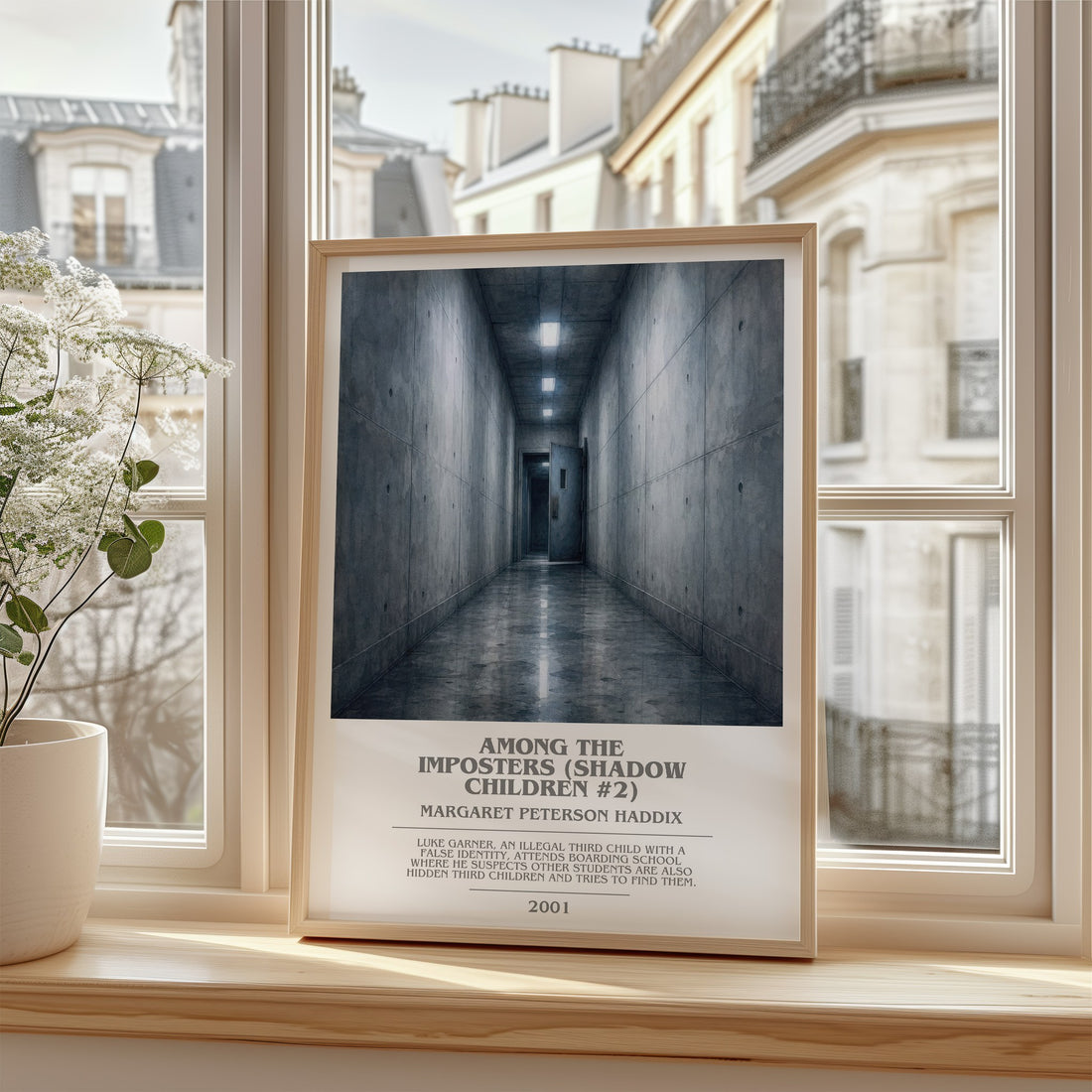 Among the Imposters (Shadow Children #2) Bookish Wall Art by M. Haddix – framed print by a bright window