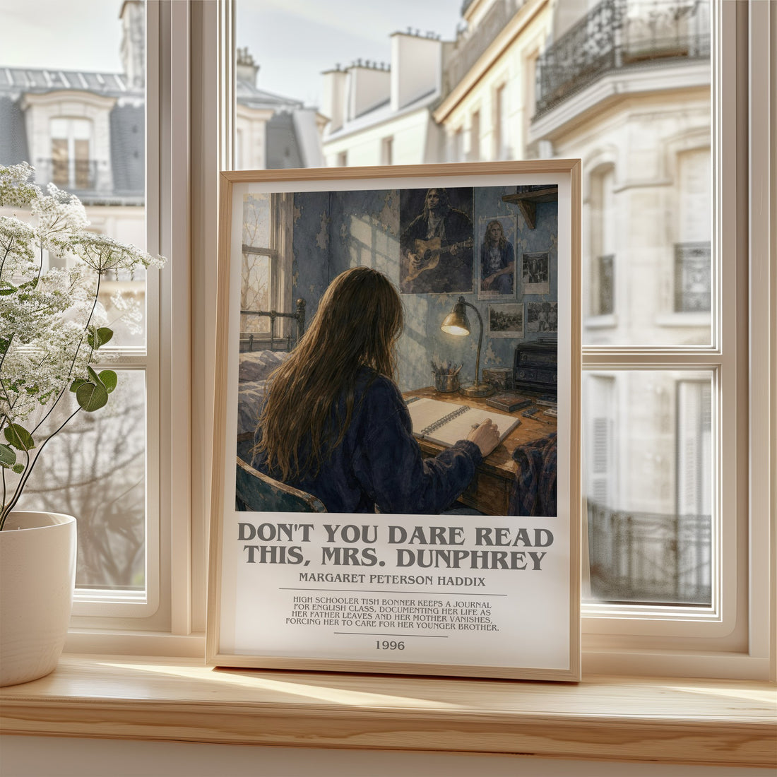 Don't You Dare Read This, Mrs. Dunphrey bookish poster colour and style options – Margaret Peterson Haddix book art