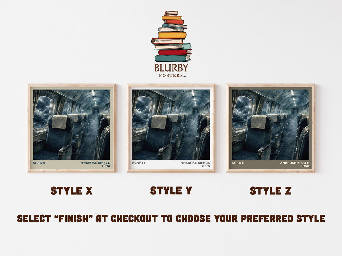 Scary! literary print in frame leaning in hallway – horror wall art (mockup)
