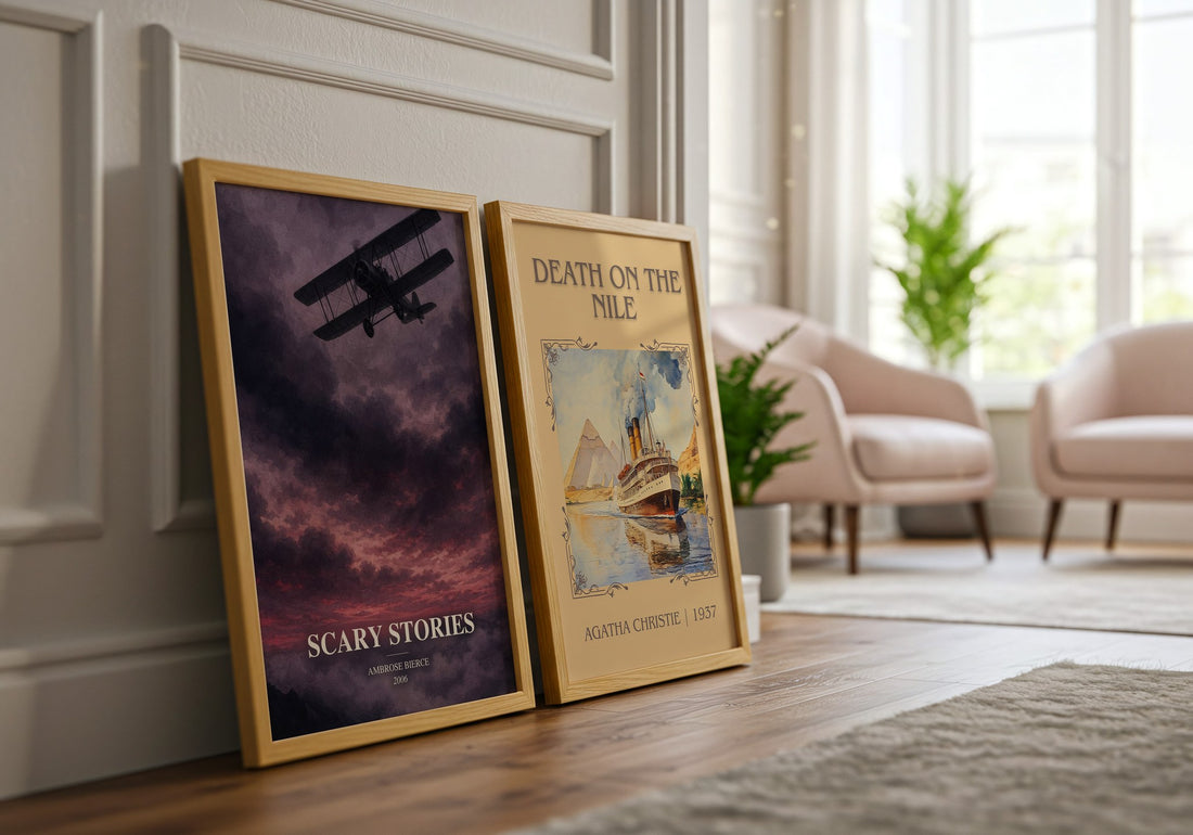 Scary Stories watercolour print framed by window – literary home decor