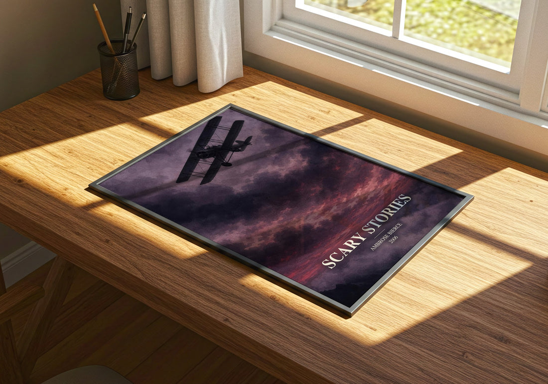 Scary Stories watercolour book poster framed on wall – horror wall art