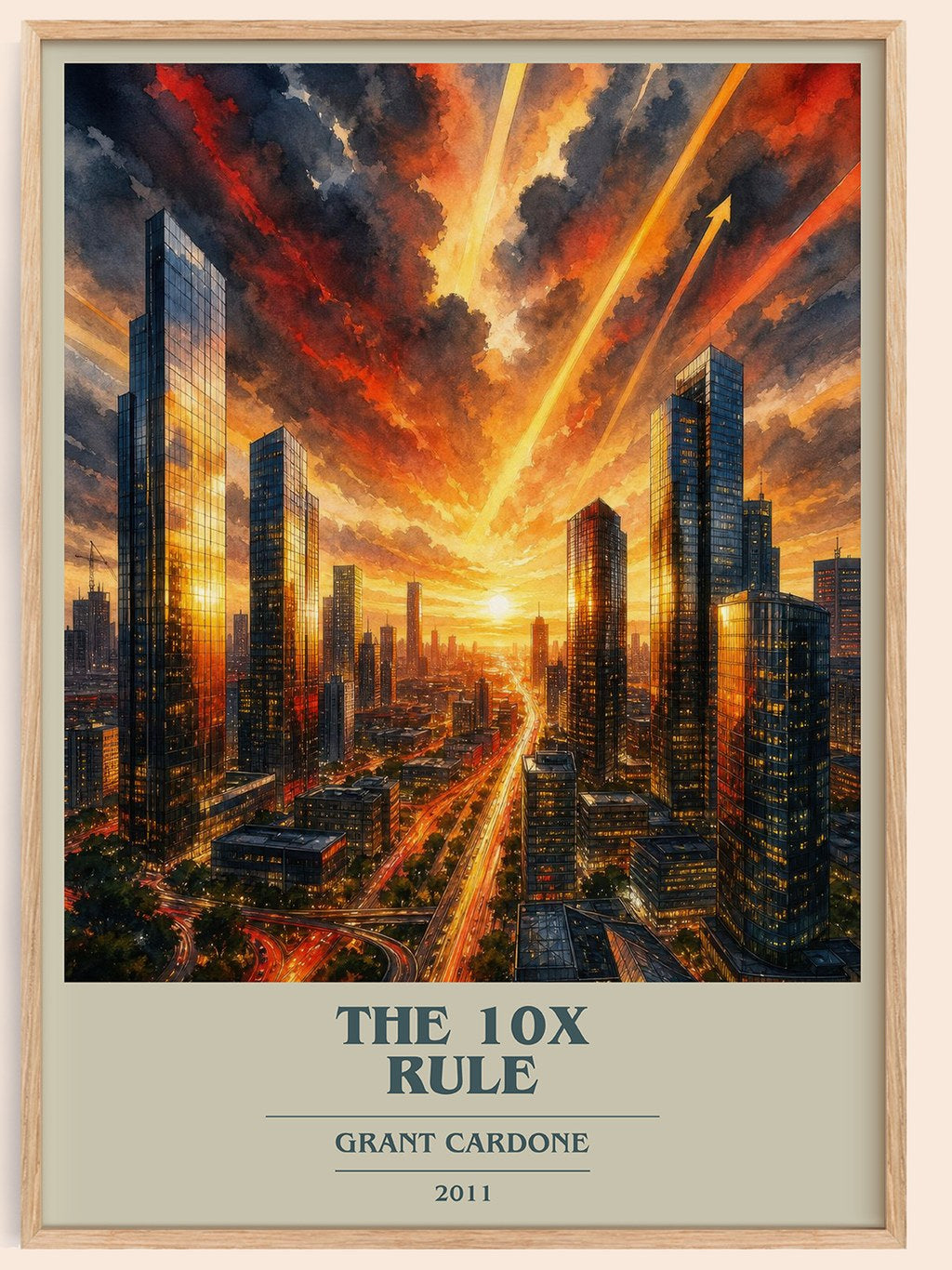 The 10x rule book cover book poster by Grant Cardone – framed literary art print