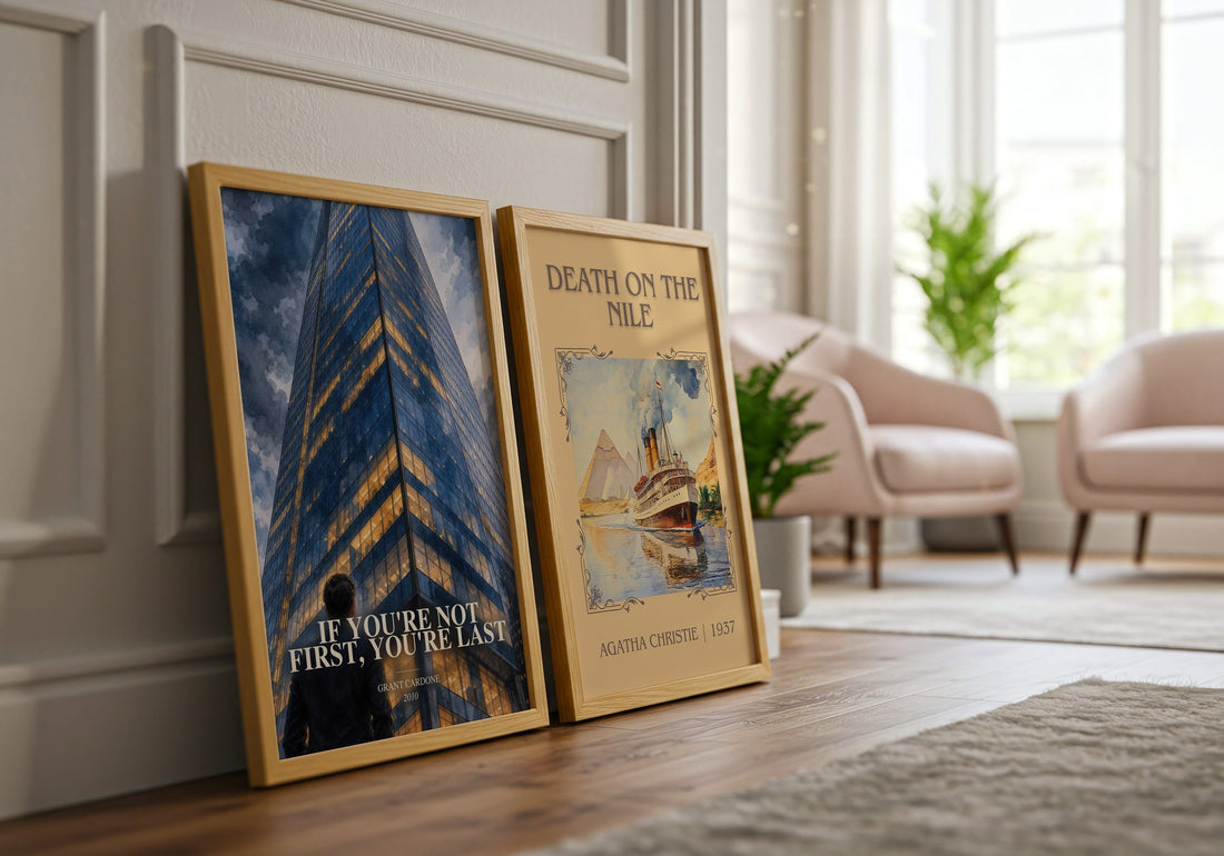 If you're not first, you're last watercolour print framed by window – literary home decor