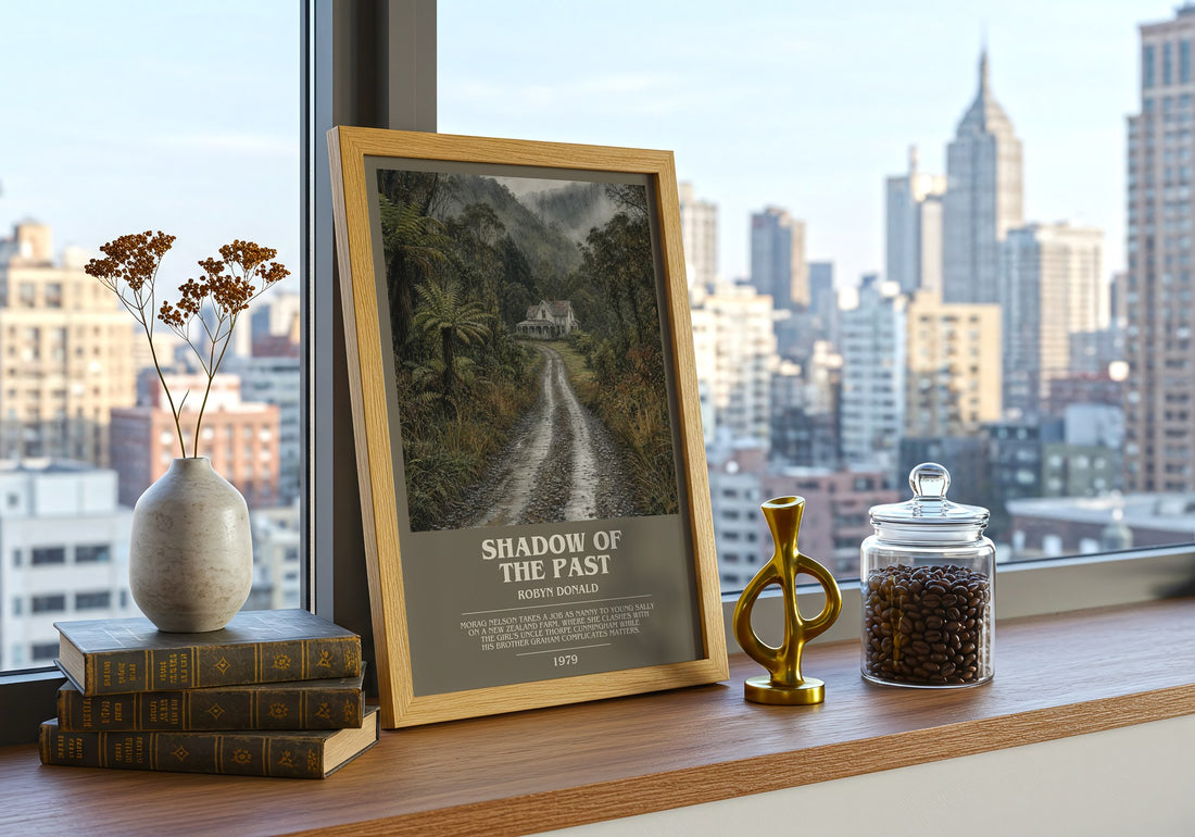 Shadow of the Past bookish print framed by window – literary home decor