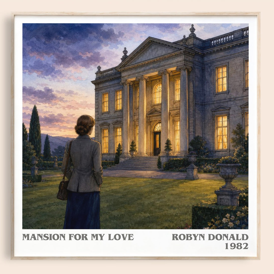 Mansion for My Love literary book poster by Robyn Donald – framed literary art print