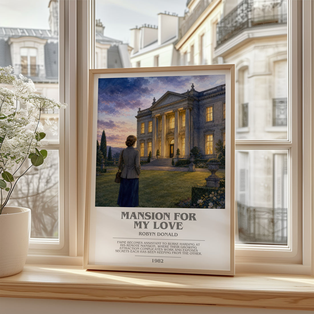 Mansion for My Love bookish poster colour and style options – Robyn Donald book art