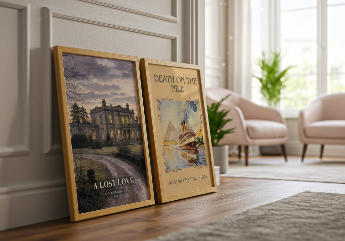 A Lost Love watercolour print framed by window – literary home decor