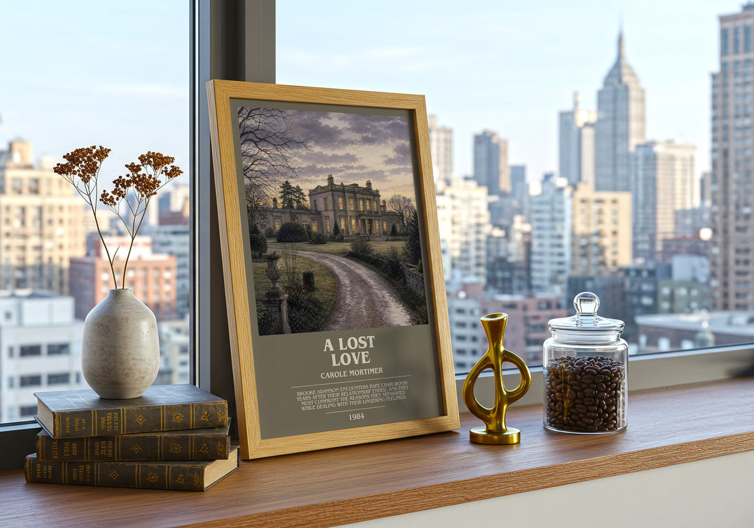 A Lost Love bookish print framed by window – literary home decor