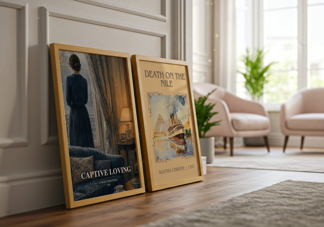 Captive Loving watercolour print framed by window – literary home decor