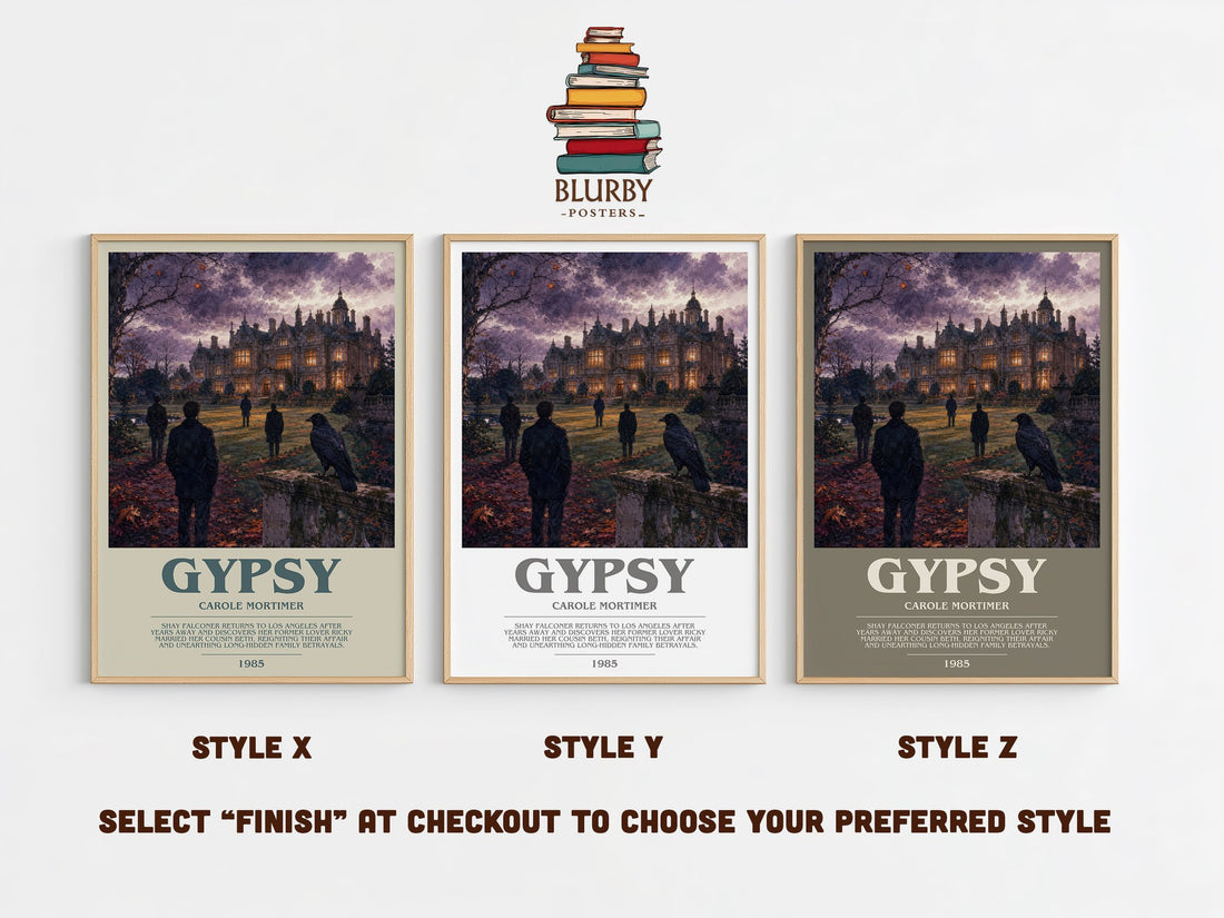 Gypsy bookish print in frame leaning in hallway – romance wall art (mockup)