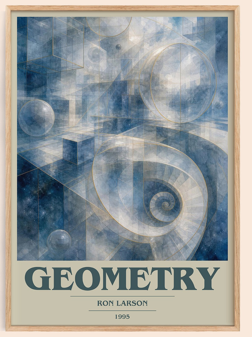 Geometry book cover book poster by Ron Larson – framed literary art print