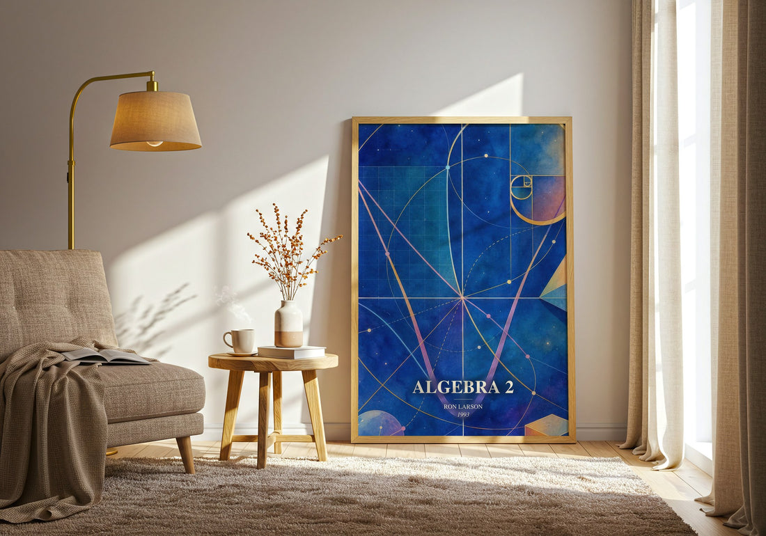 Algebra 2 watercolour print in frame leaning in hallway – non fiction wall art