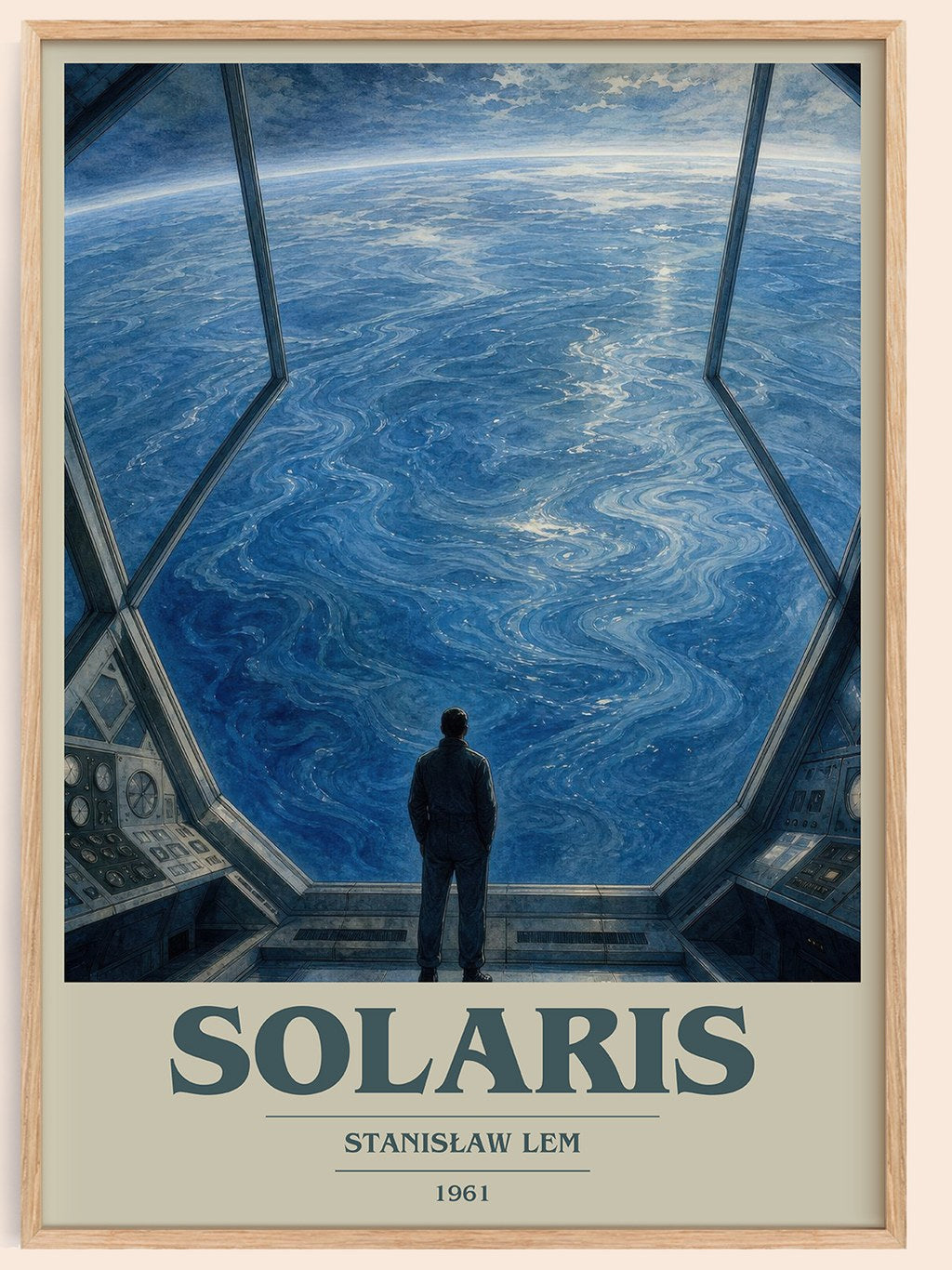 Solaris book cover book poster by Stanisław Lem – framed literary art print