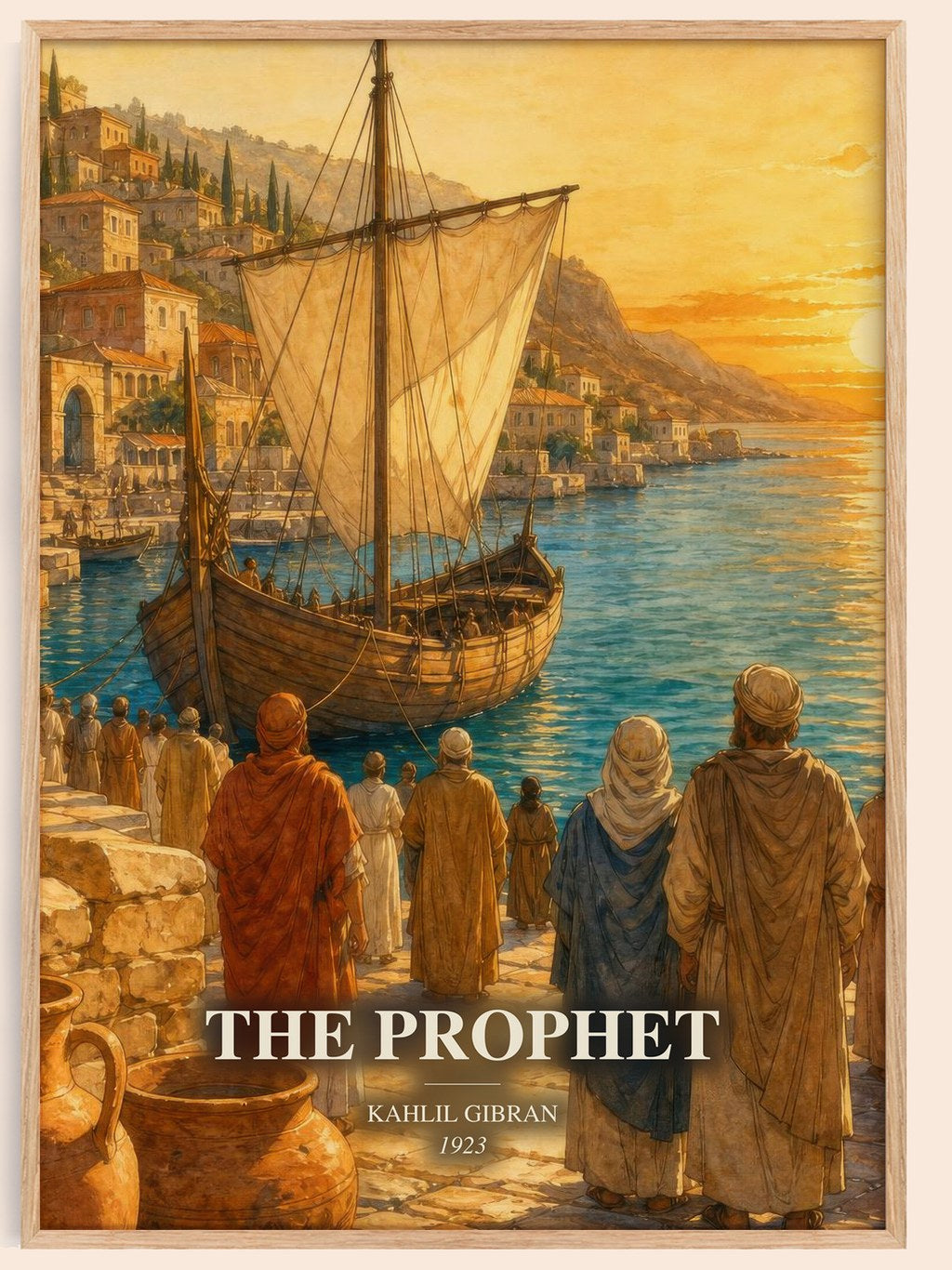 The Prophet watercolour book poster by Kahlil Gibran – framed literary art print