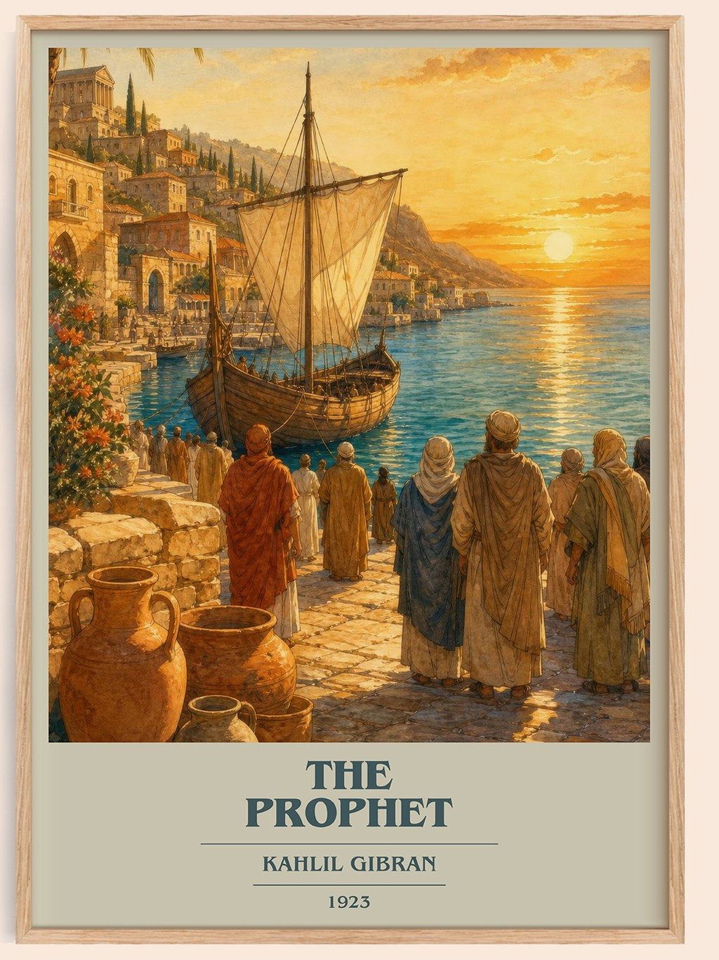 The Prophet book cover book poster by Kahlil Gibran – framed literary art print