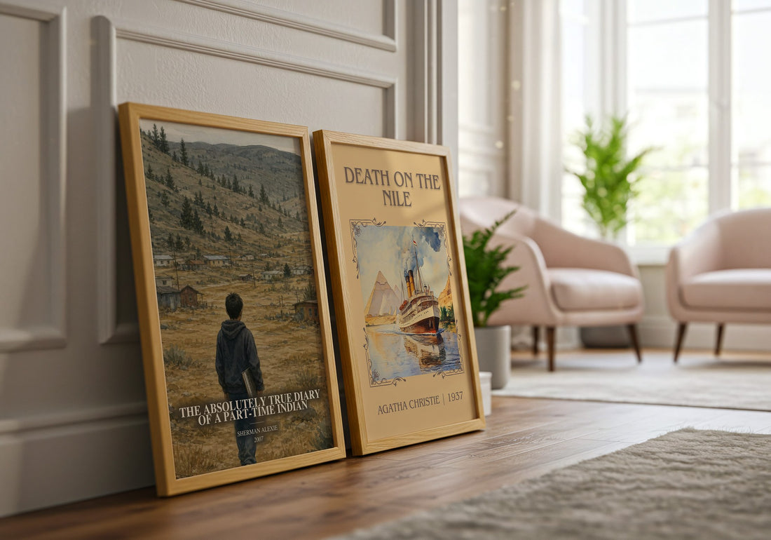 The Absolutely True Diary of a Part-Time Indian watercolour print framed by window – literary home decor