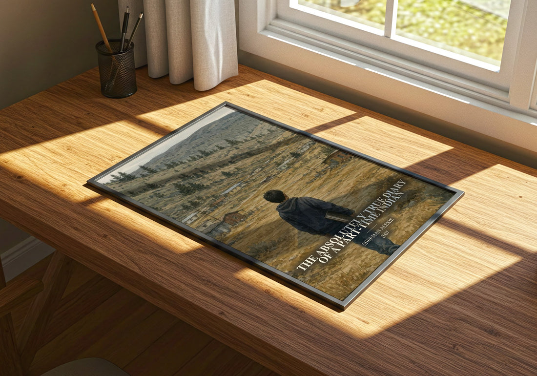 The Absolutely True Diary of a Part-Time Indian watercolour book poster framed on wall – young adult wall art