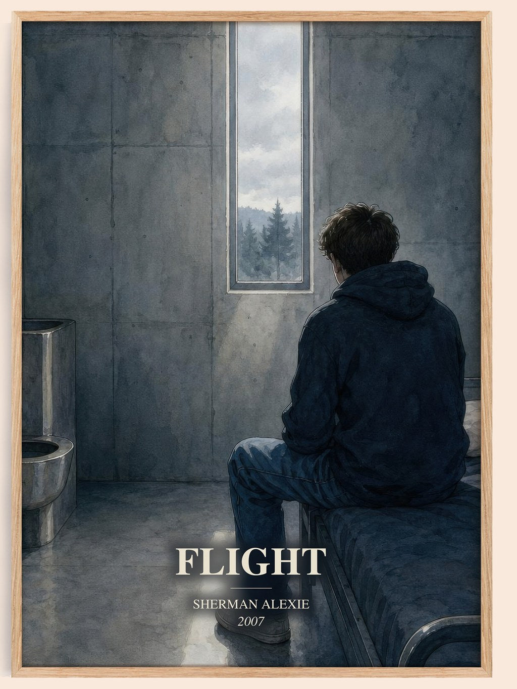 Flight watercolour book poster by Sherman Alexie – framed literary art print