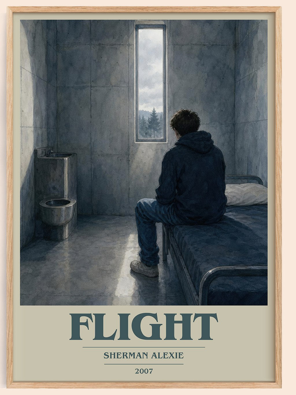Flight book cover book poster by Sherman Alexie – framed literary art print