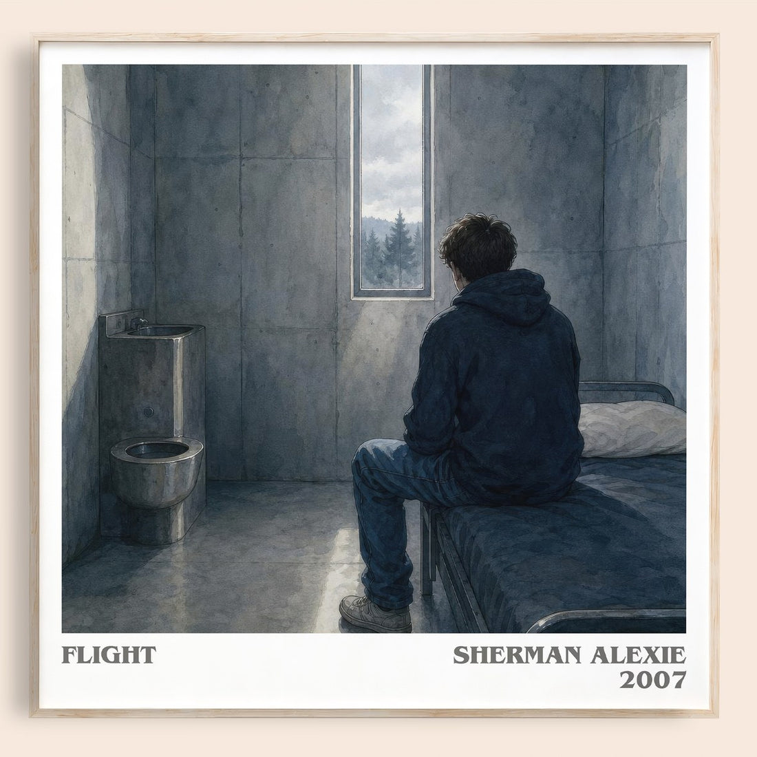 Flight literary book poster by Sherman Alexie – framed literary art print