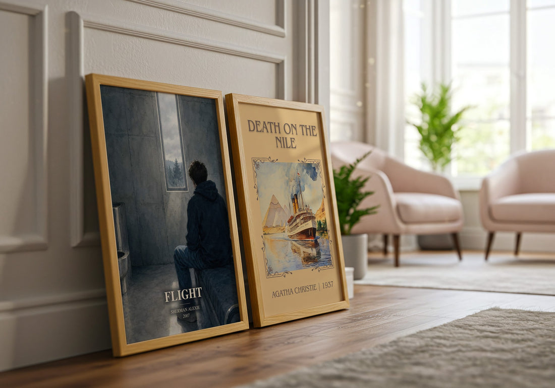 Flight watercolour print framed by window – literary home decor