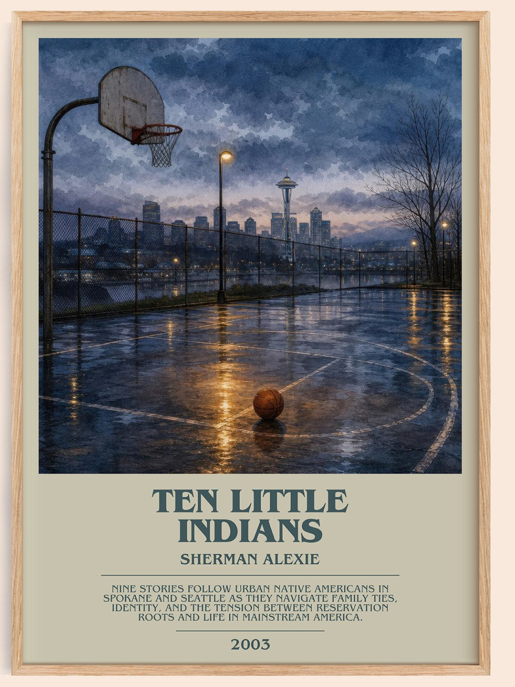 Ten Little Indians bookish book poster by Sherman Alexie – framed literary art print