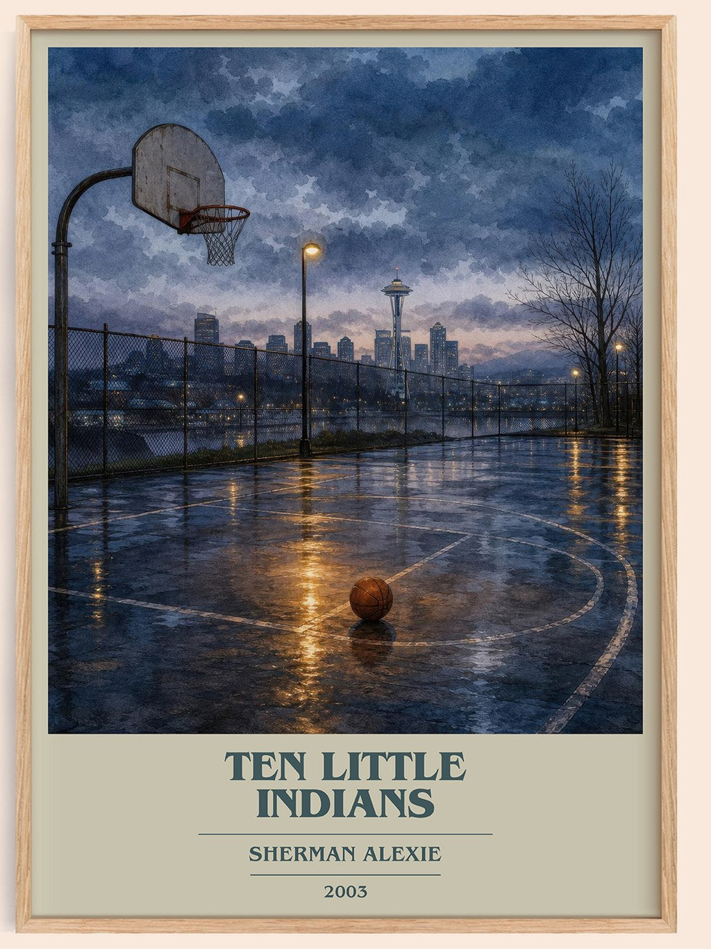 Ten Little Indians book cover book poster by Sherman Alexie – framed literary art print