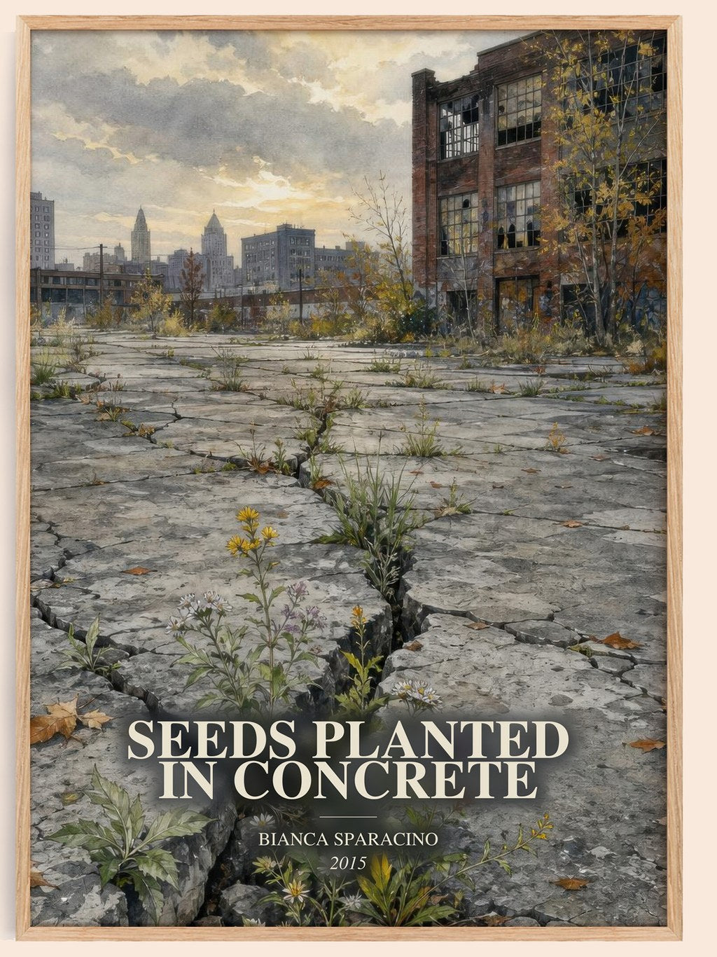 Seeds Planted in Concrete watercolour book poster by Bianca Sparacino – framed literary art print
