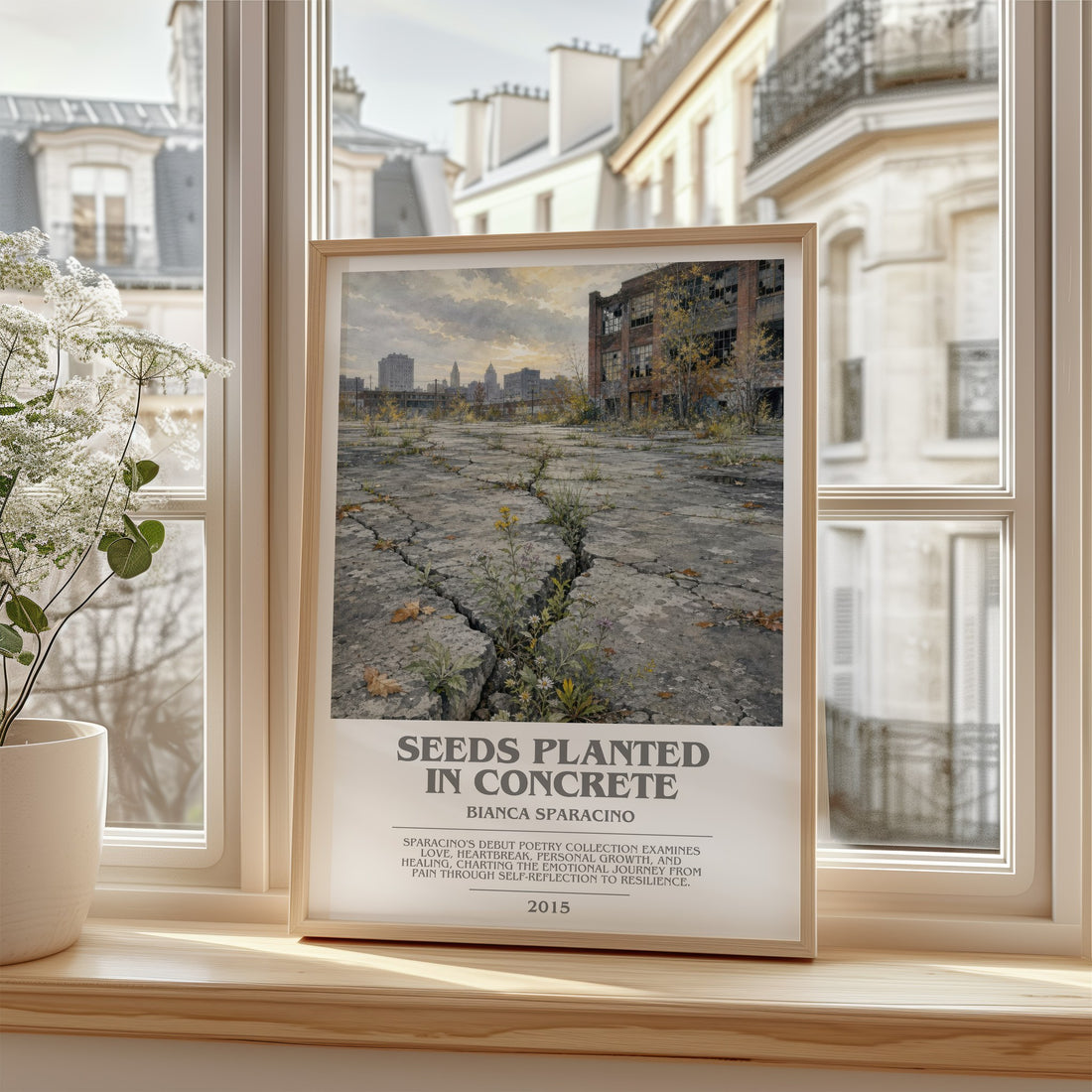 Seeds Planted in Concrete bookish poster colour and style options – Bianca Sparacino book art