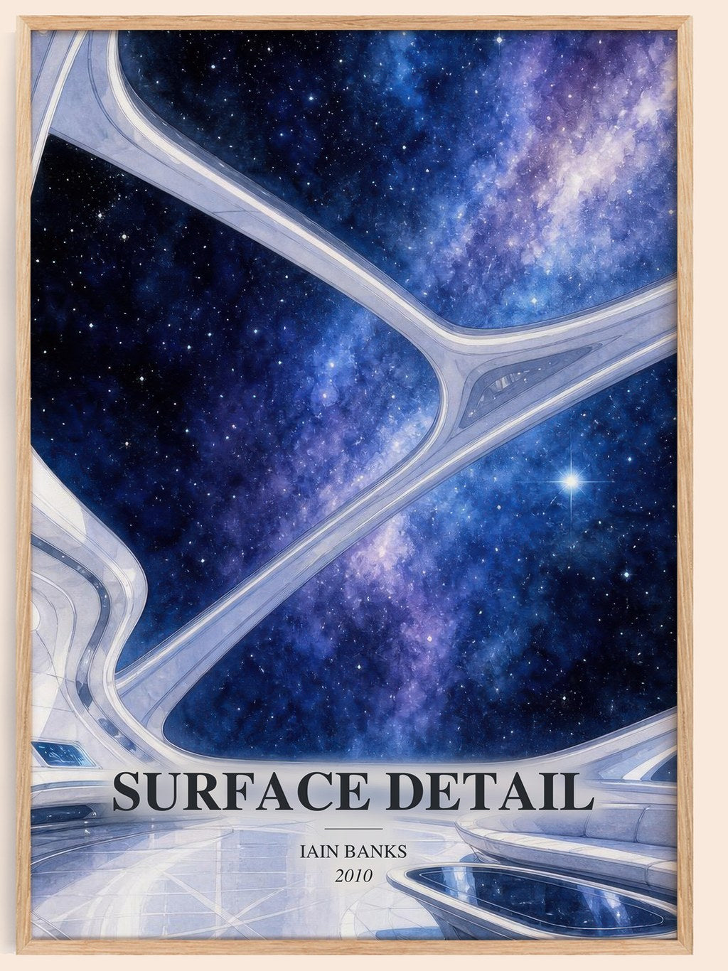 Surface Detail watercolour book poster by Iain Banks – framed literary art print